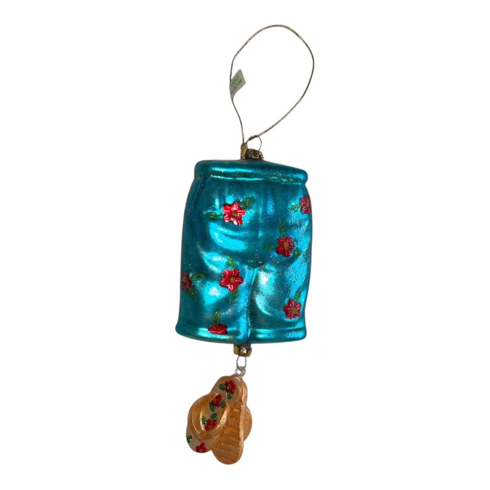 Glass Beachcombers Men's Bathing Suit Board Shorts Ornament Blue Red